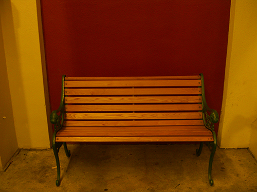 Red Wall Bench Picture