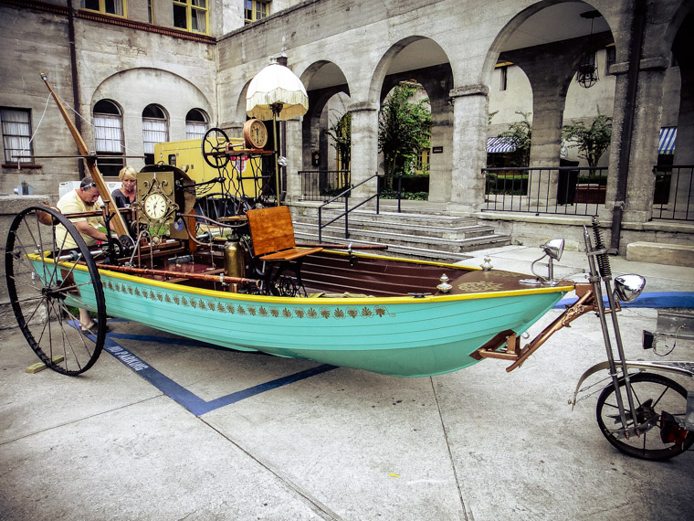 Steam punk tricycle boat bicycle