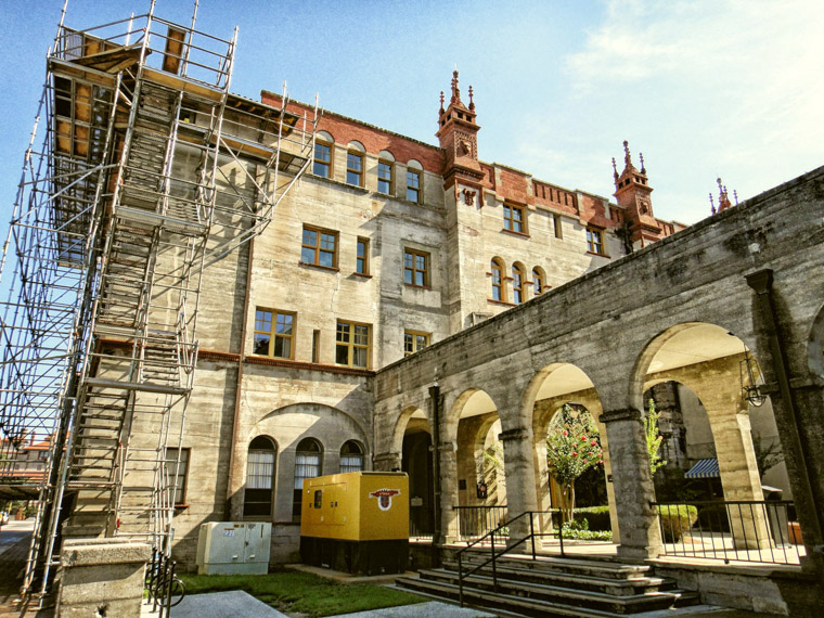 Lightner museum scaffolding restoration