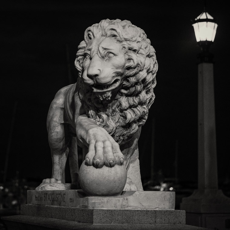 Bridge of Lions Statue sculpture at Night