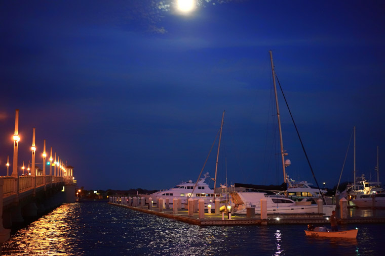 Intracoastal bridge of lions sailboats moon